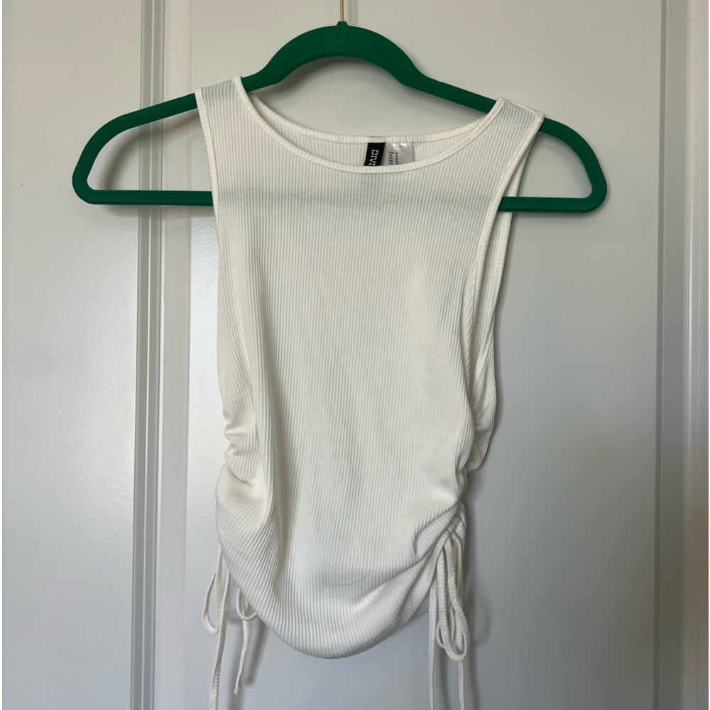 H&M Divided White Sleeveless Tank Top Shirt Size Medium With Side Ties